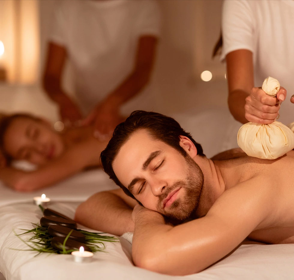 Shared serenity through soothing couple's massage for perfect harmony
